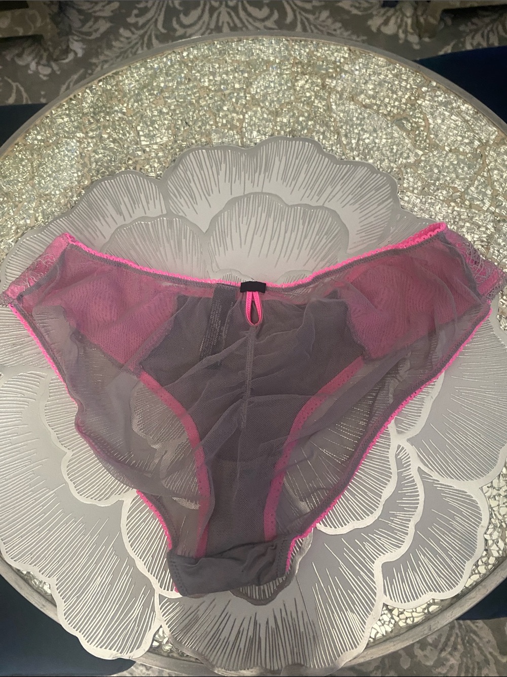 Victoria’s Secret sexy little things Gray & Hot Pink Lace Bikini Panty - Picture 2 of 7